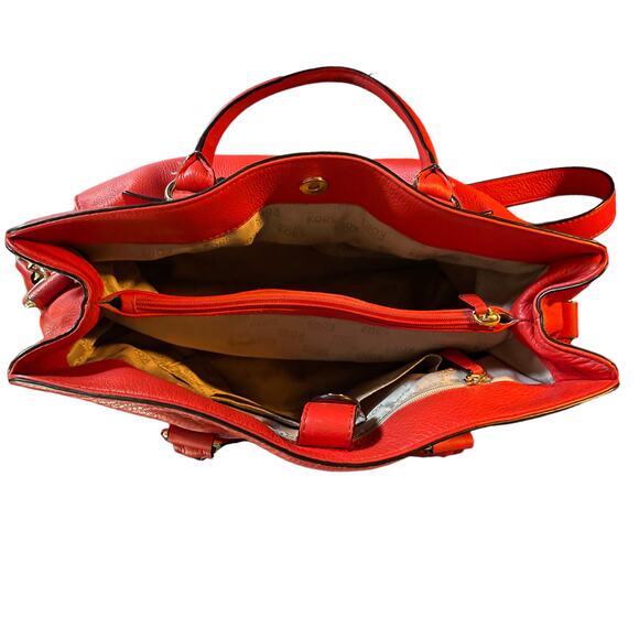 Michael Kors Red Leather Large Hamilton Tote Purse - Picture 6 of 14